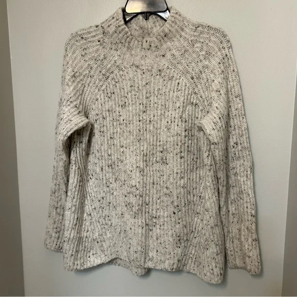 Madewell Northfield Mockneck Sweater S Neutral Boxy Rib Knit Wool Blend EUC - Picture 4 of 11